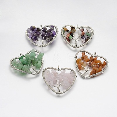 Brass Natural & Synthetic Mixed Stone Pendants G-F181-M-1