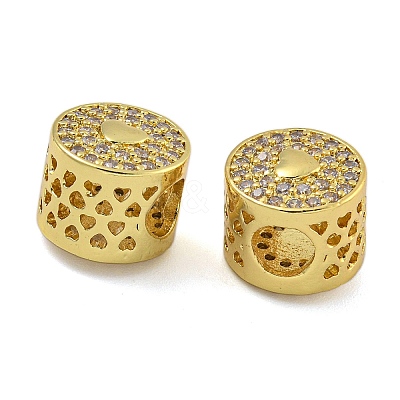Rack Plating Brass Micro Pave Cubic Zirconia Column European Beads KK-I718-38G-1
