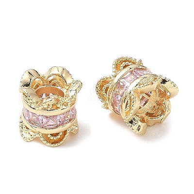 Brass Micro Pave Cubic Zirconia European Beads KK-A254-26G-01-1