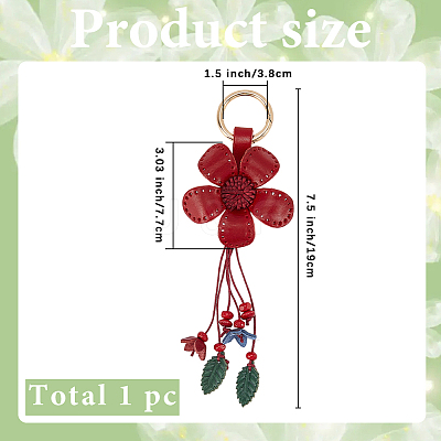 Leather and Alloy Keychain HJEW-WH20022-04B-11-1