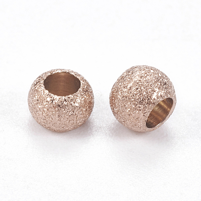 Ion Plating(IP) 304 Stainless Steel Textured Beads STAS-I081-4mm-04RG-1