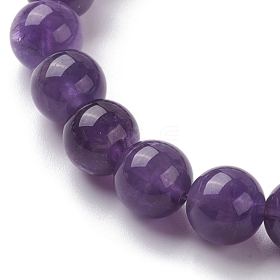Natural Amethyst Round Beaded Stretch Bracelets BJEW-JB10089-01-1