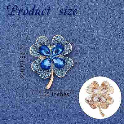 Cubic Zirconia Clover Brooch Pin JBR105B-1