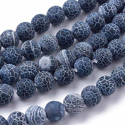 Frosted Natural Weathered Agate Beads Strands G-F367-8mm-05-1