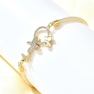 Brass Micro Pave Clear Cubic Zirconia Link Bracelets for Women BJEW-A029-01B-G-1