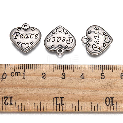 Heart with Word Peace 316 Surgical Stainless Steel Pendants STAS-I061-166-1
