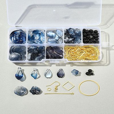 DIY Flower Glass Pendants Earrings Making Kits DIY-FS0009-01-1