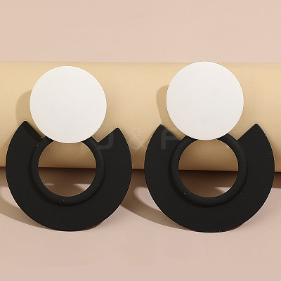 Baking Paint Alloy Round Stud Earrings for Women WG0412D-01-1