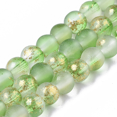 Frosted Spray Painted Glass Beads Strands GLAA-N035-03A-C02-1