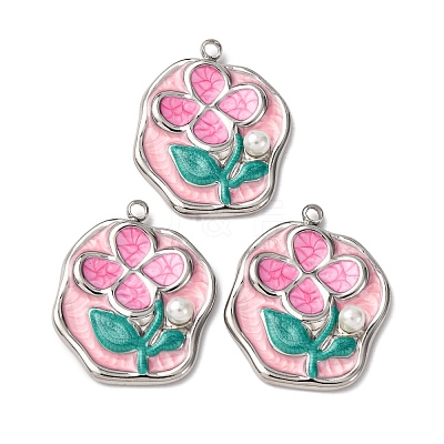 304 Stainless Steel Enamel Pendants STAS-P406-26A-P-1