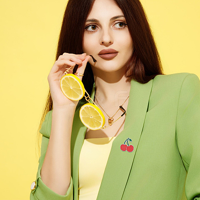 7Pcs 7 Styles Fruit Theme Alloy Enamel Lapel Pin Backs for Backpack Clothes JEWB-FH0002-86-1