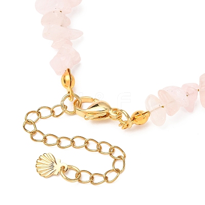Natural Rose Quartz Chips & Starfish Synthetic Turquoise & Shell Pearl Beads Bracelets BJEW-JB12413-02-1