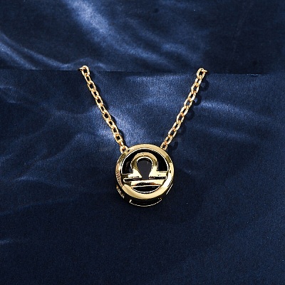 Brass Pave Cubic Zirconia Birth Stone Constellation Pendant Cable Chain Necklaces NJEW-D334-01G-10-1