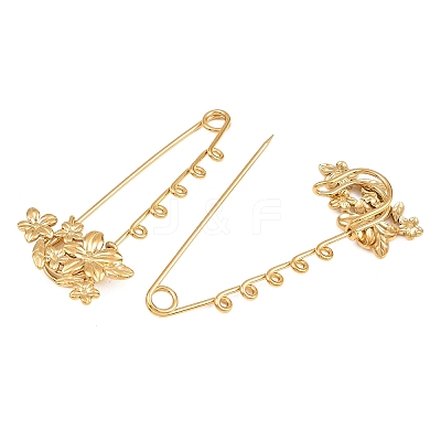 Flower 304 Stainless Steel Safety Pins Brooch Findings SA-CBA098D-14A-G05-1