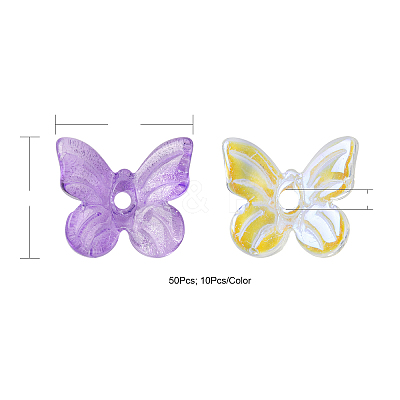 50Pcs 5 Colors Transparent Spray Painted Glass Charms GLAA-FP0001-12-1