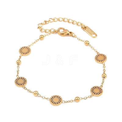 304 Stainless Steel Sun Link Bracelets for Women BJEW-Z161-04G-1