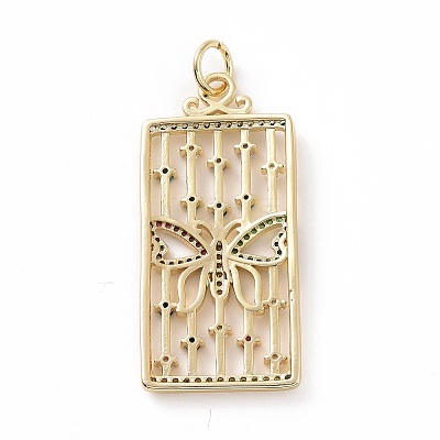 Brass Micro Pave Colorful Cubic Zirconia Pendants KK-E068-VF026-1