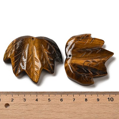Natural Tiger Eye Carved Pendants G-K353-01J-1