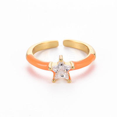 Brass Enamel Cuff Rings RJEW-T016-30-NF-1
