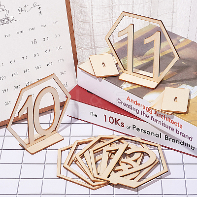 Wood Table Numbers Cards AJEW-PH0016-59-1