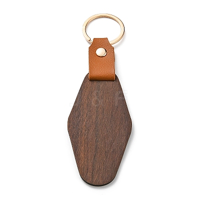 Wooden & Imitation Leather Pendant Keychain PW23041801315-1