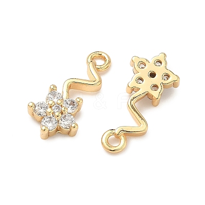 Brass Pave Cubic Zirconia Flower Charms KK-A286-16G-1