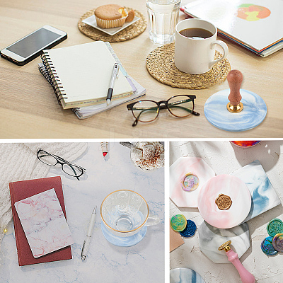 2Pcs 2 Styles Marble Pattern Porcelain Cup Coasters AJEW-CP0009-18B-1