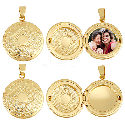 6Pcs Brass Locket Pendants KK-BBC0015-48-1
