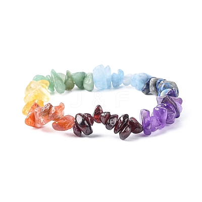 Chakra Gemstone Stretch Bracelets BJEW-JB02288-01-1
