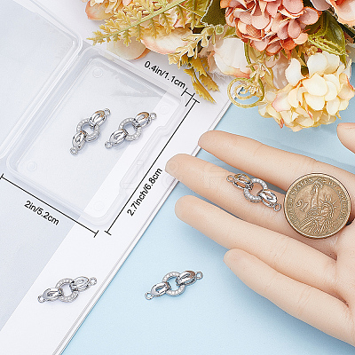 6Pcs Brass Micro Pave Clear Cubic Zirconia Fold Over Clasps KK-BBC0011-60-1