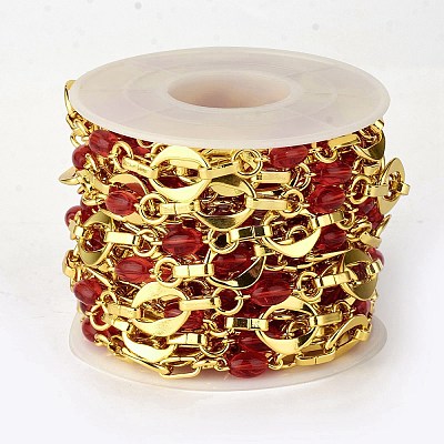 Rack Plating Brass Rhombus & Ring & Oval Link Chains CHC-F016-10G-1