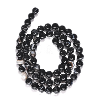 Natural Black Agate Beads Strands G-G391-6mm-01-1