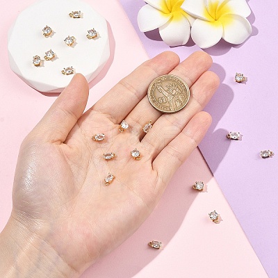 10Pcs 2 Styles Brass Micro Pave Clear Cubic Zirconia Charms KK-YW0004-36-1