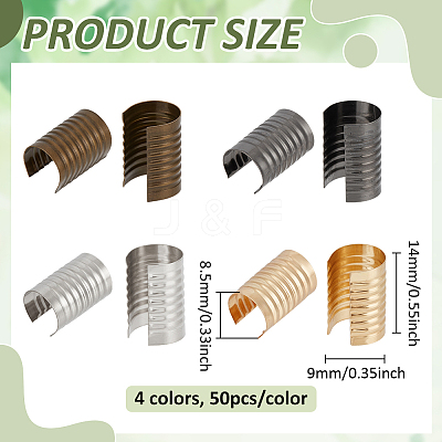 200Pcs 4 Colors Iron Folding Crimp Ends IFIN-PH0002-42-1