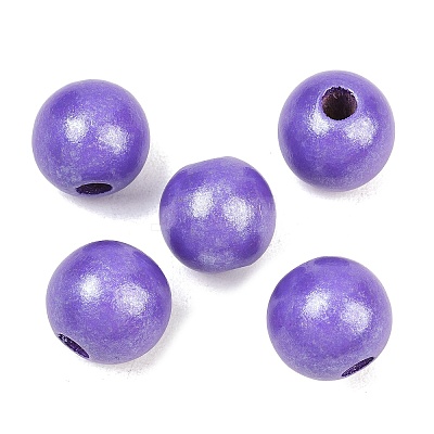 Spray Painted Wood European Beads WOOD-G029-08C-1