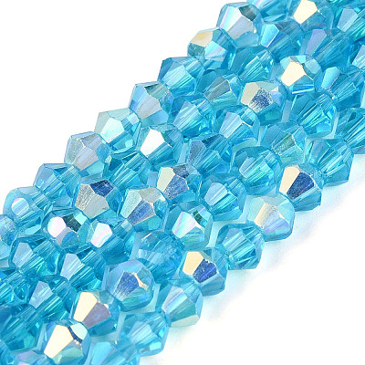AB Color Plated Transparent Glass Beads Strands GLAA-G127-01-02N-1