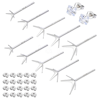 10Pairs 5 Styles 925 Sterling Silver Ear Studs FIND-PH0022-51-1