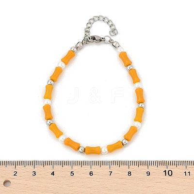 304 Stainless Steel Beaded Bracelets for Women BJEW-M056-08P-01-1