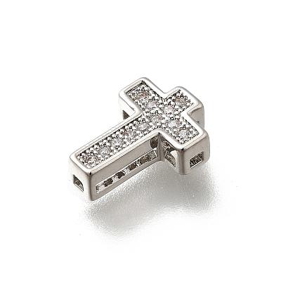 Brass Micro Pave Cubic Zirconia Beads KK-P295-21P-1