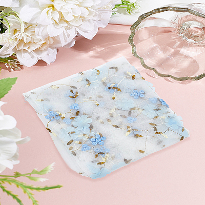 1Pc 3D Flower Milk Fiber Embroidery Fabric AJEW-LP0012-10-1