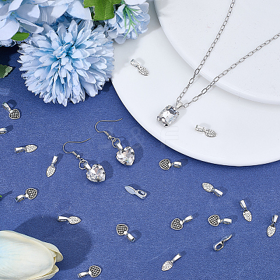 120Pcs 2 Styles Alloy Glue On Flat Pad Pendant Bails FIND-SP0005-10-1