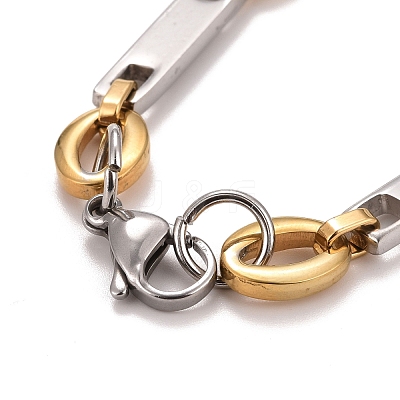 PVD Vacuum Plating 201 Stainless Steel Oval & Rectangle Link Chain Bracelets STAS-E160-10GP-1