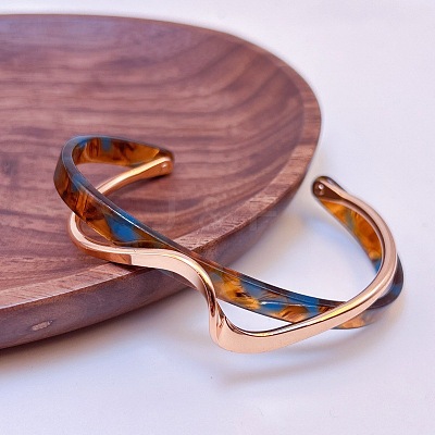 Wave Acrylic & CCB Plastic Cuff Bangles for Women FS-WGC603E-10-1