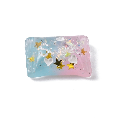 Transparent Two Tone Resin Cabochons LS-RESI-WH0035-06G-1