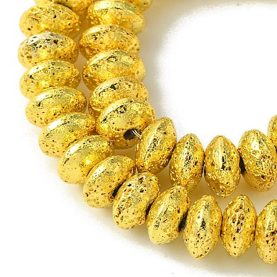 Electroplated Natural Lava Rock Beads Strands G-I360-P01-01-1