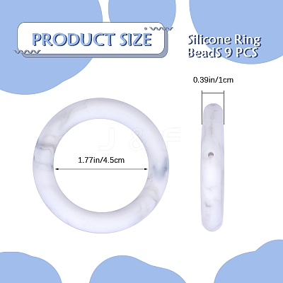 9Pcs Ring Food Grade Eco-Friendly Silicone Focal Beads JX895C-1