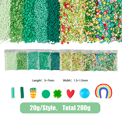 200G 10 Style Saint Patrick's Day Handmade Polymer Clay Cabochons Sets CLAY-FH0001-26-1