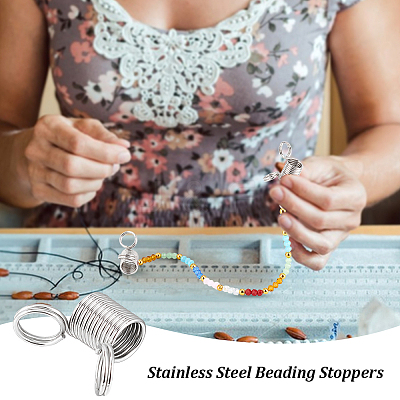 6Pcs 201 Stainless Steel Mini Spring Bead Clamps for Beading Jewelry Making TOOL-UN0001-44-1