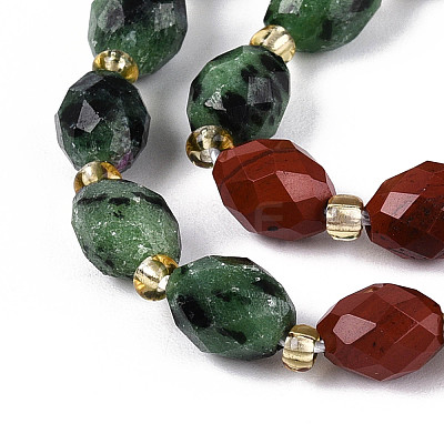 Natural Ruby in Zoisite & Red Jasper & Flower Opal Beads Strands G-T144-21B-01-1
