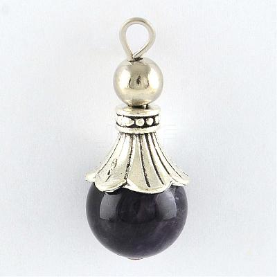 Natural Amethyst Pendants G-Q459-02B-1